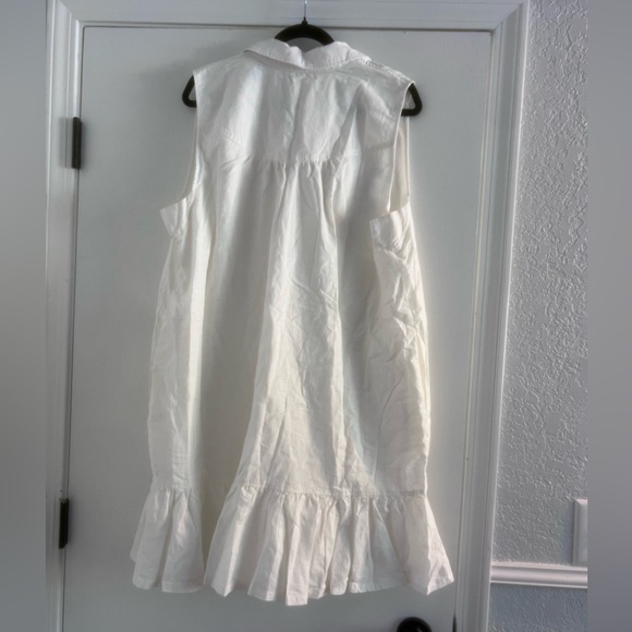 Anthropologie XL Pilcro Sleeveless V-Neck Linen Flounce Mini Dress - Picture 5 of 7